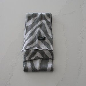 Grey and White Knit Chevron Scarf